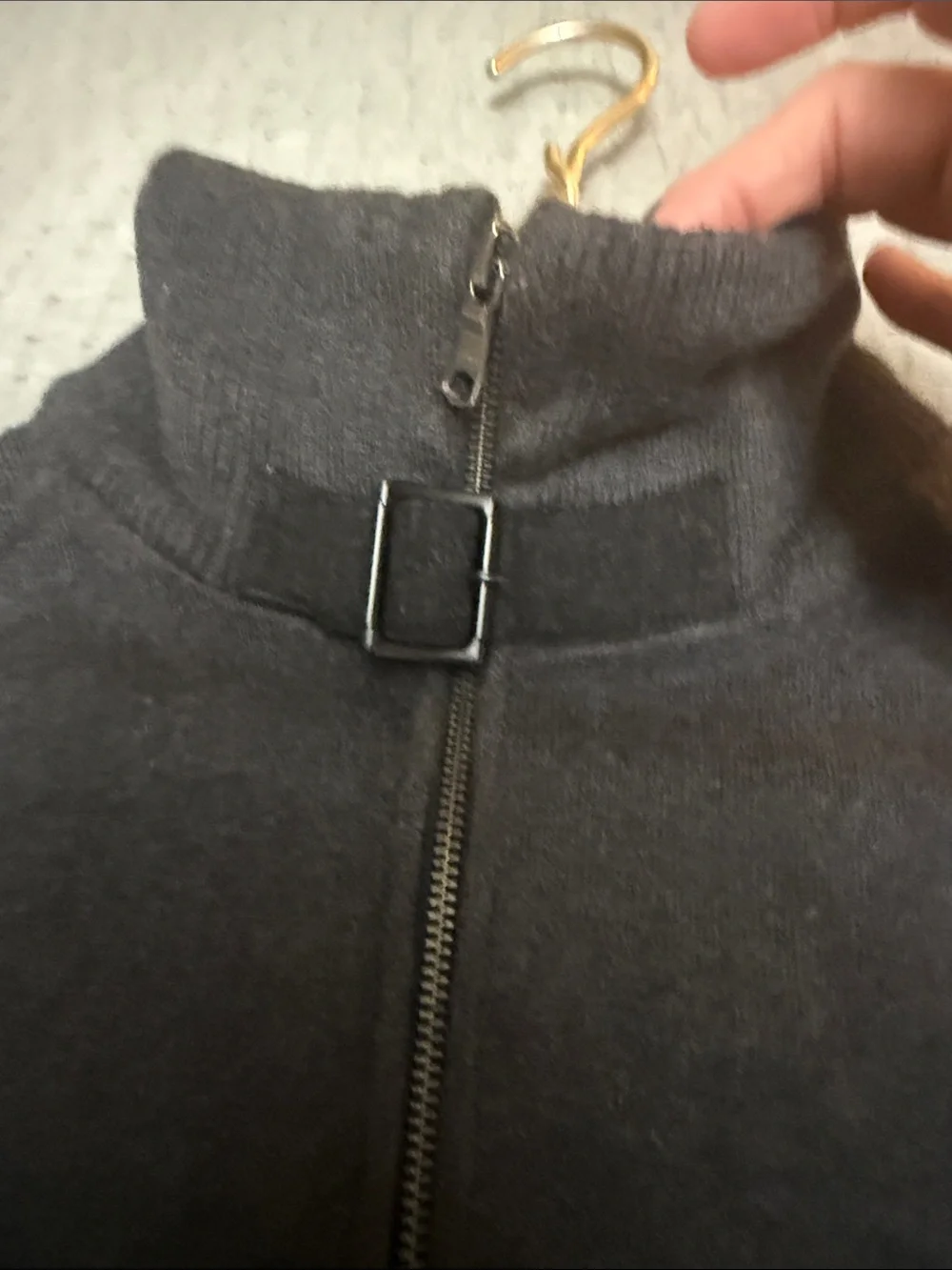 Men’s Dark Gray Utility Zip Sweater with Black Patch Pockets